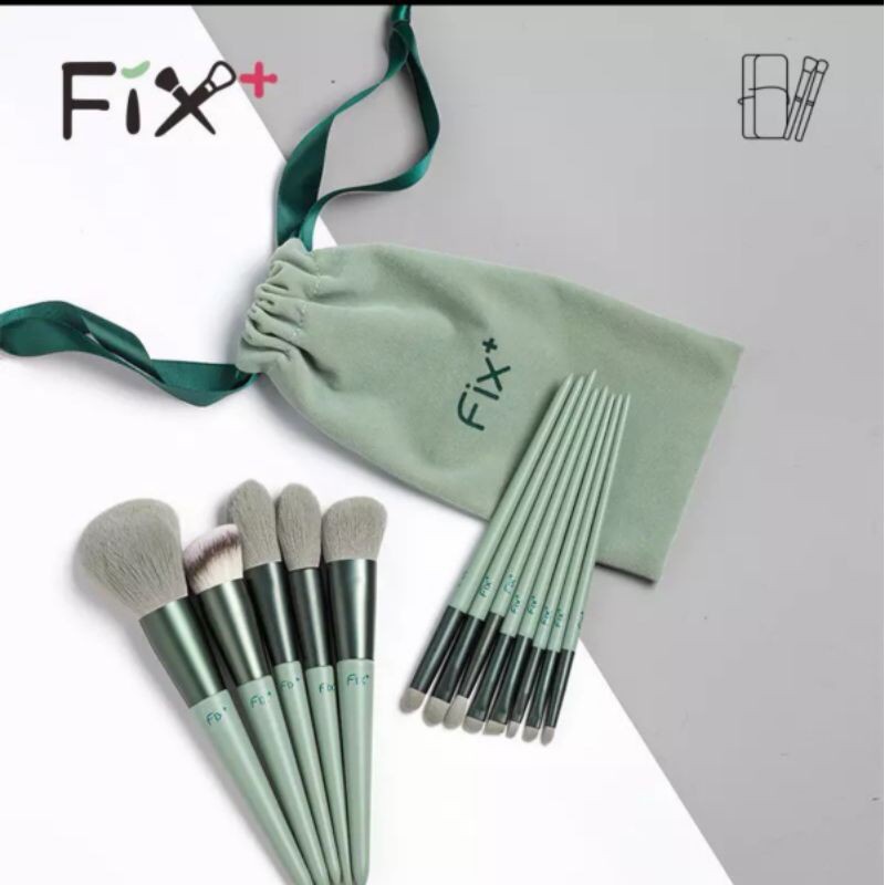 Bộ Cọ Fix Hồng 13 Cọ Kèm Hộp Và Túi Vải Màu Hồng -Xanh