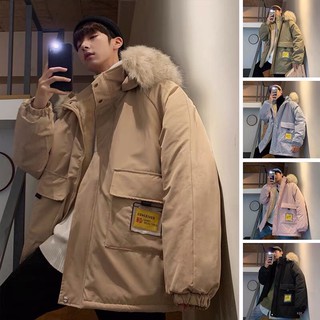 [SẴN BE-BAO CHẤT TOÀN SHOPEE] Áo khoác phao unisex nam nữ lót lông chuột mũ lông dáng rộng có Bigsize siêu cấp dày