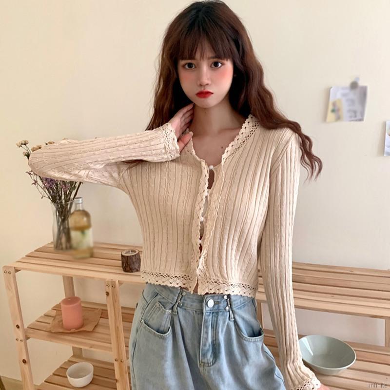 Áo Khoác Cardigan Dệt Kim Đính Ngọc Trai Xinh Xắn Dành Cho Nữ | BigBuy360 - bigbuy360.vn