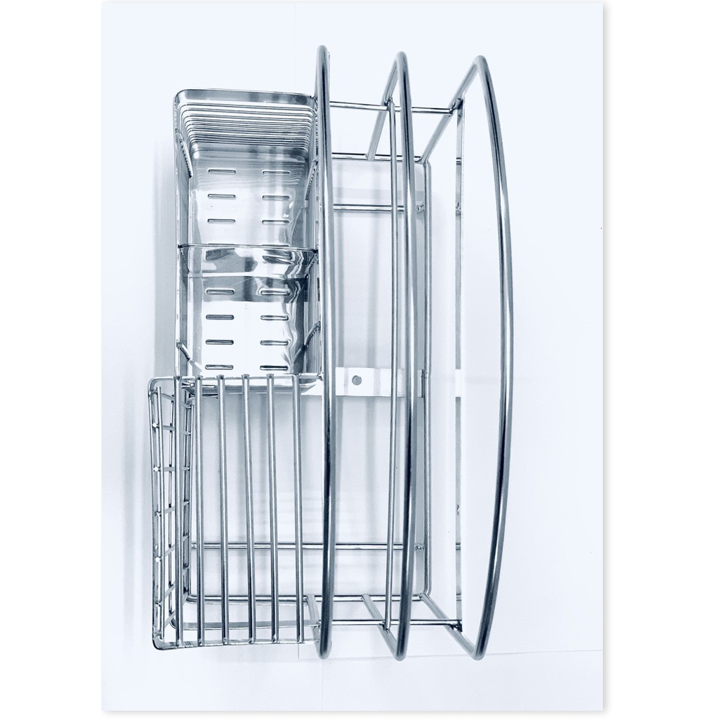 Kệ cài dao thớt kép, cắm đũa inox 304 cao cấp