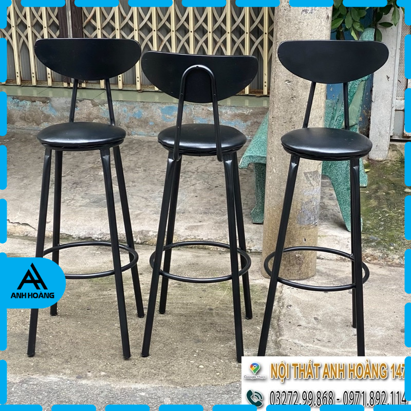 🔥 Ghế bar nệm đen full cao 75cm dùng để ban công, cafe, quầy bar