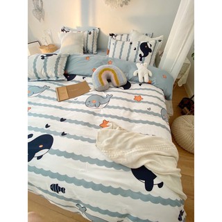 Bộ chăn ga gối , coton poly MD.Decor - Chăn ga gối họa tiết đáng yêu đủ size miễn phí bo chun