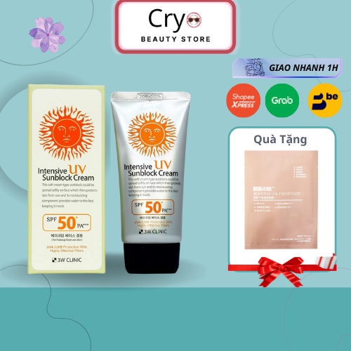 Kem chống nắng 3W Clinic Intensive UV Sunblock bảo vệ da SPF 50+ PA+++ 70ml Hàn Quốc