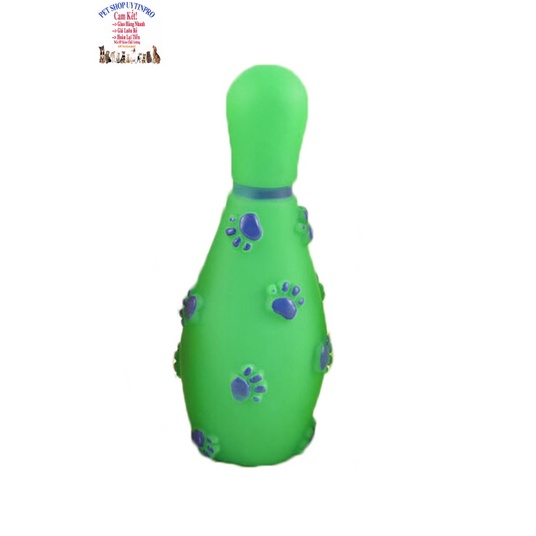 Đồ chơi cho Chó Hình Ki Bowling In vết chân nổi Cao 13cm Phát ra tiếng kêu Chất liệu nhựa dẻo, Giúp thú cưng thư giãn