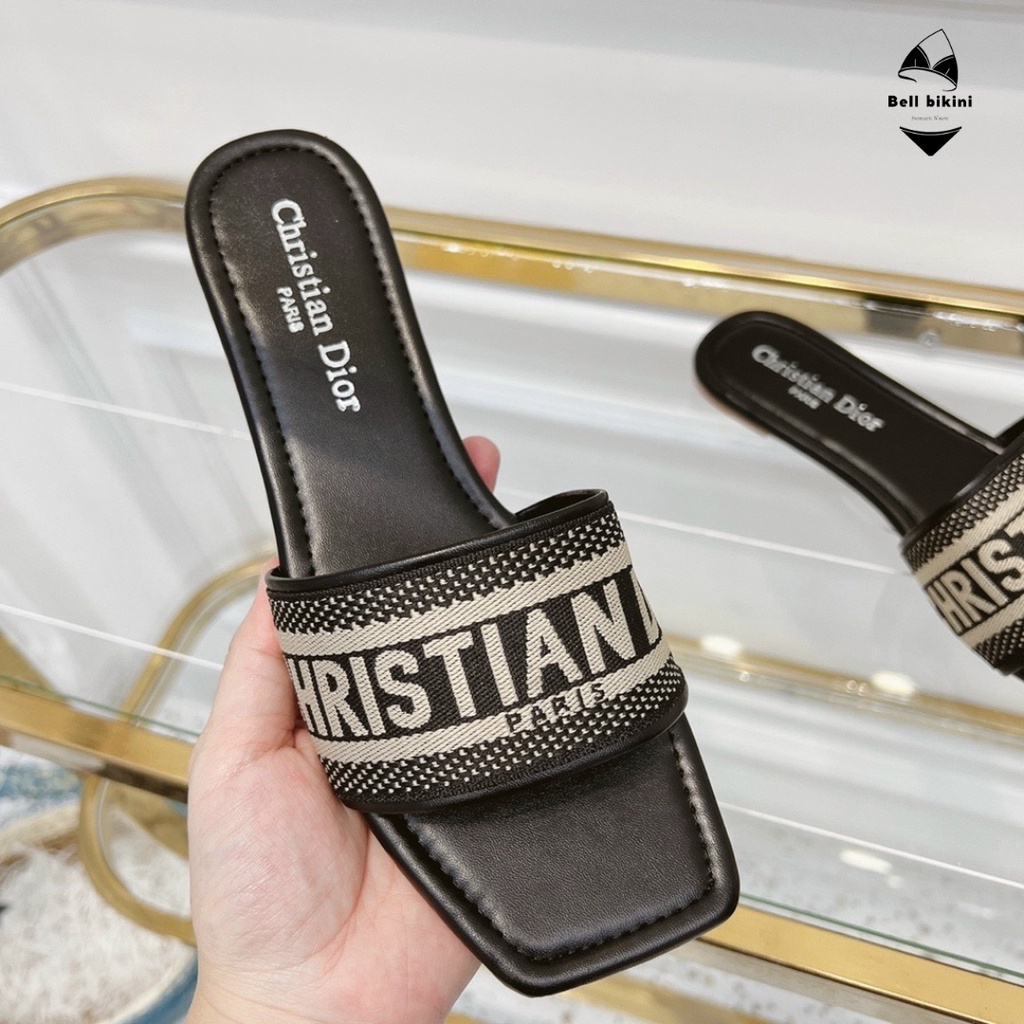 Dép Lê Thổ Cẩm Chri.Stian Di.Or Quai Chun Thời Trang Sang Chảnh - Dép Lê Quai Ngang Đế Bệt Mũi Tròn - Bell Bikini - D043