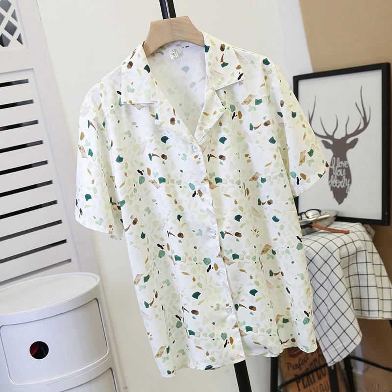 Áo sơ mi tay ngắn họa tiết Retro xinh xắn cho nữ | BigBuy360 - bigbuy360.vn