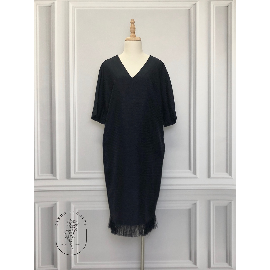 Váy LIBÉ WORKSHOP hàng hiệu chính hãng thời trang nữ N45 màu xanh đen size S secondhand thanh lý ký gửi