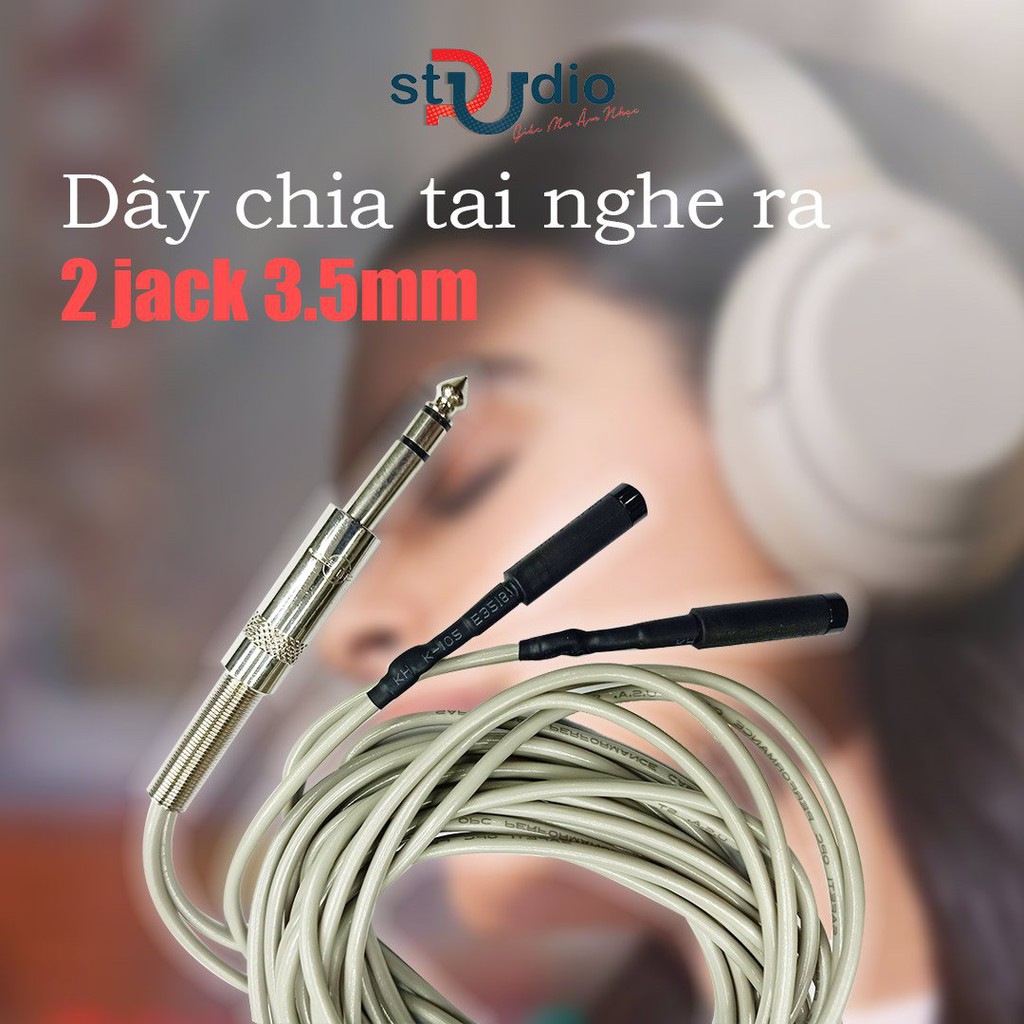 Dây chia tai nghe 6.5mm ra 2 Jack cắm 3.5mm , Thiết bị chia cổng tai nghe