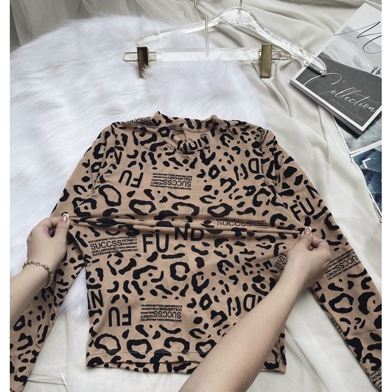 Áo thun nữ chất vải lưới lót thun tay dài in chữ co giãn 4 chiều