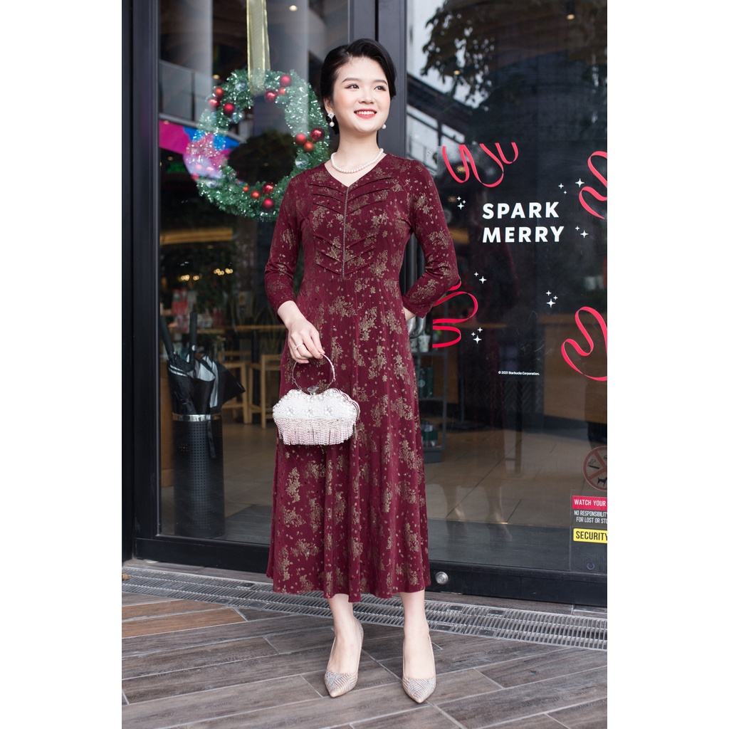 Váy Đầm trung niên Ladyshop thời trang nữ thiết kế dáng xoè cao cấp TK705 | BigBuy360 - bigbuy360.vn