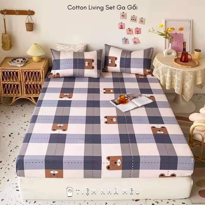 ( Nhiều Mẫu Mới )Bộ 3 Món Ga Gối Cotton 5D - Cotton 100% Siêu Dễ Thương Nhiều Kích Thước