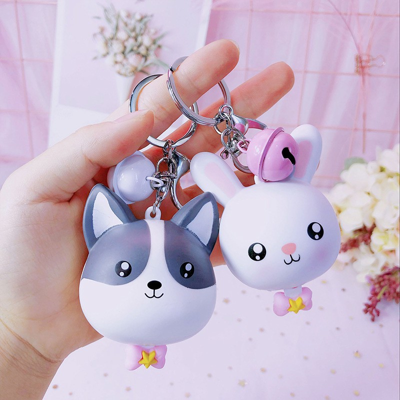 Móc khóa hoạt hình dễ thương kiêm thước dây tiện ích kèm chuông chất liệu xịn sò