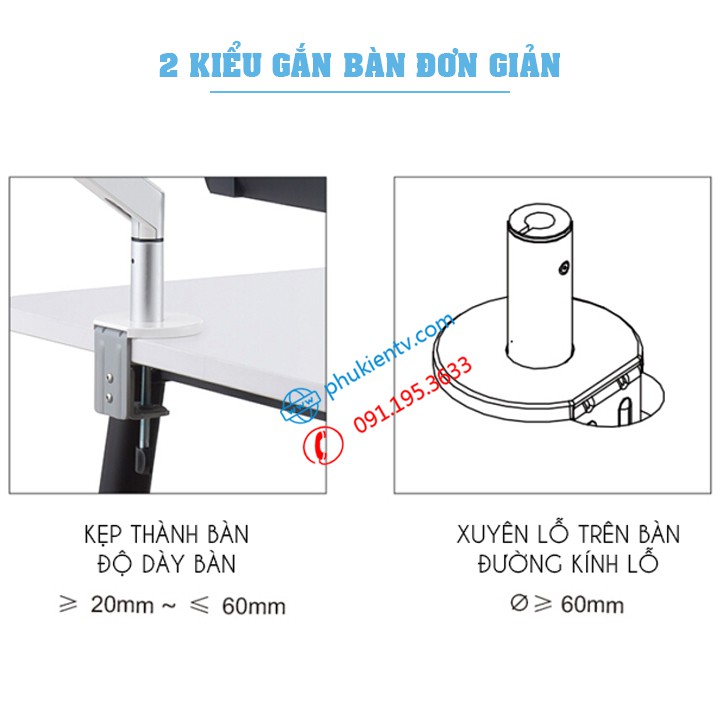 Giá Treo Màn Hình Máy Tính 17 - 24 - 27 - 32 inch / Tay Treo Màn Hình Hợp Kim Nhôm [Cao Cấp Hơn NB F100A ] Model: OZ 1