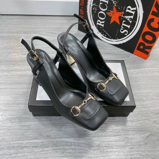 Guốc gucci gót vuông 6p chất da mềm