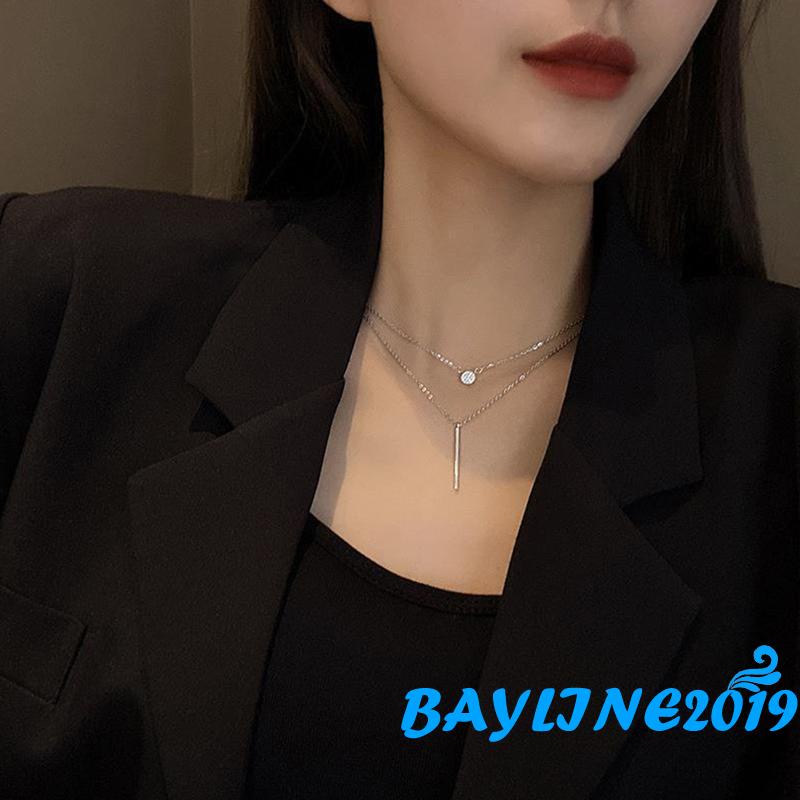 Vòng cổ Hai Lớp Mặt Tròn / Dài Đính Đá Thời Trang Dành Cho Nữ