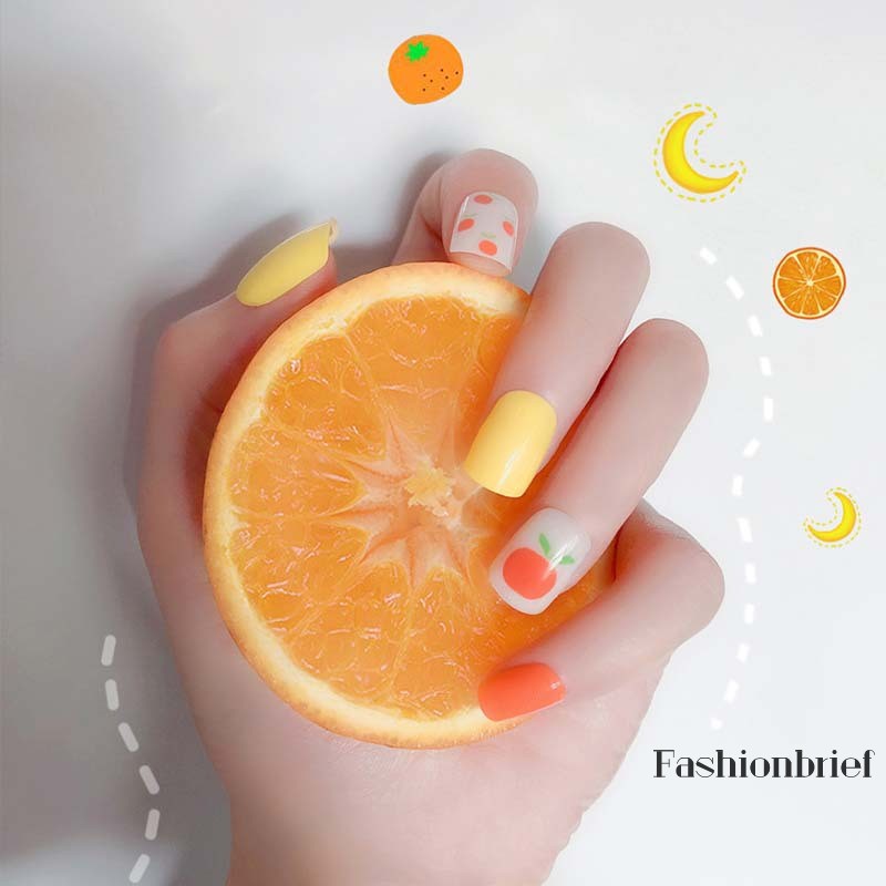 Set 24 móng tay giả in hình trái cây mùa hè dễ thương