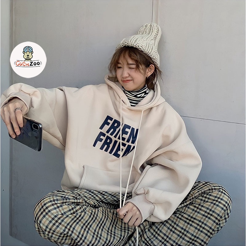 Áo khoác Hoodie tay bồng có mũ Áo khoác nỉ FRIEN form rộng Unisex - CUTE_ZOO