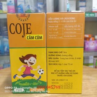 Siro COJE hỗ trợ giảm ho, cảm cúm chai 75ml | Shopee Việt Nam