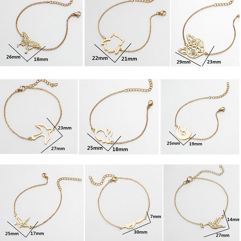 Vòng đeo tay RINHOO bạc bằng thép không gỉ họa tiết động vật thời trang