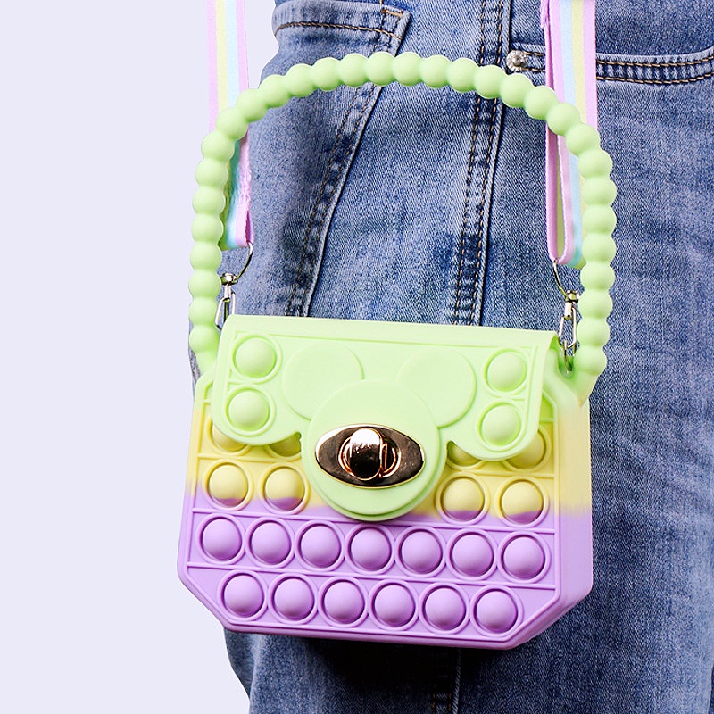 Pop It Túi Xách Đeo Chéo Vai Bằng Silicon Bong Bóng Giảm Căng Thẳng Cho Bé Gái