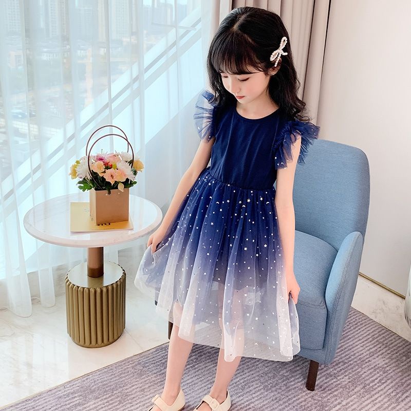 Đầm Công Chúa Không Tay Phối Lưới Thời Trang Cho Bé Gái Từ 3-11 Tuổi