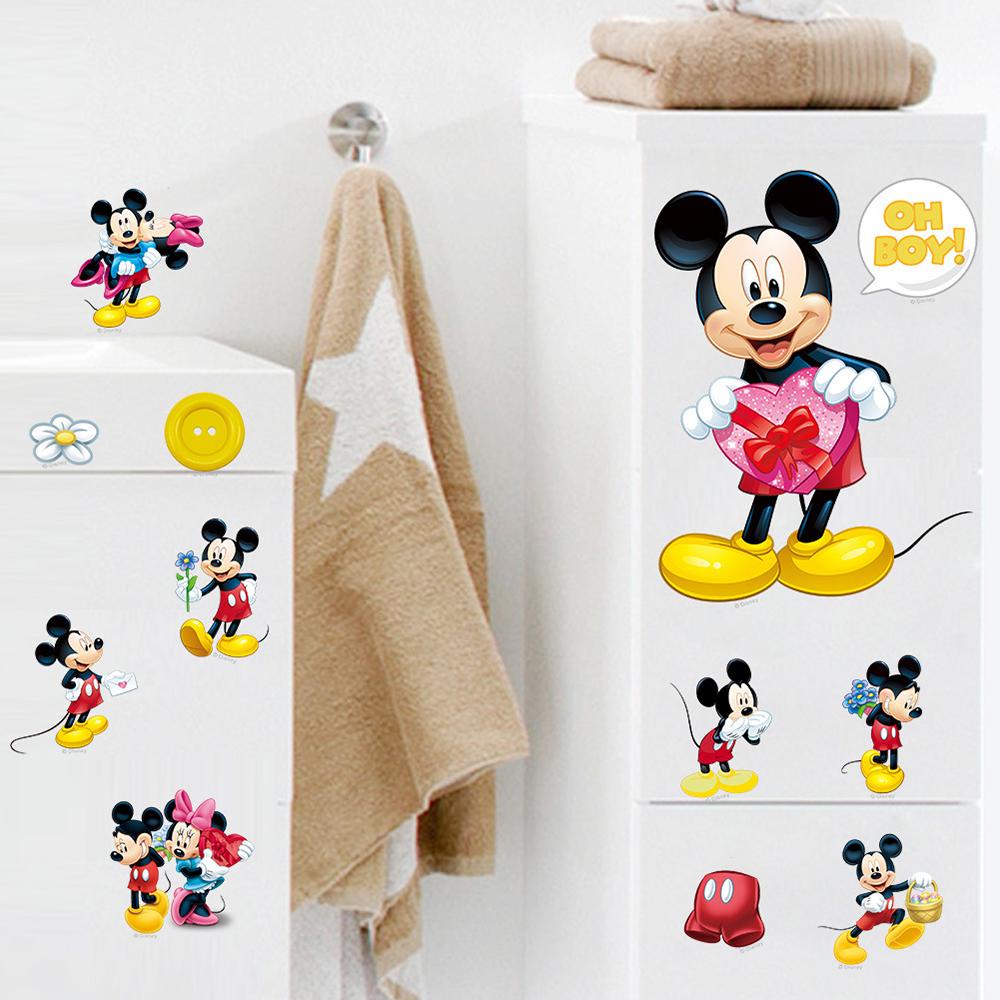 Sticker Dán Tường Chống Thấm Nước Hình Mickey Minnie