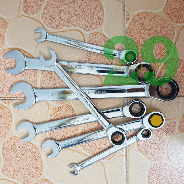 Bộ Cờ Lê Vòng Miệng, Cờ Lê Tự Động Yeti USA 7PC Tặng Găng Tay Bảo Hộ