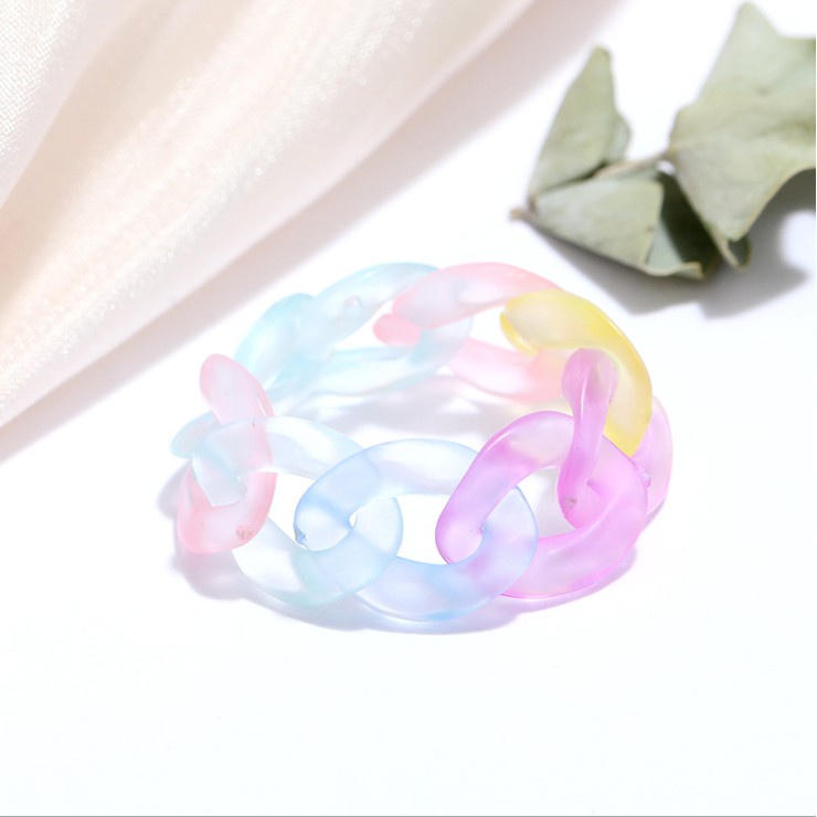 Nhẫn Bện Dây Nhựa Resin Màu Gradient Không Thấm Nước Thời Trang