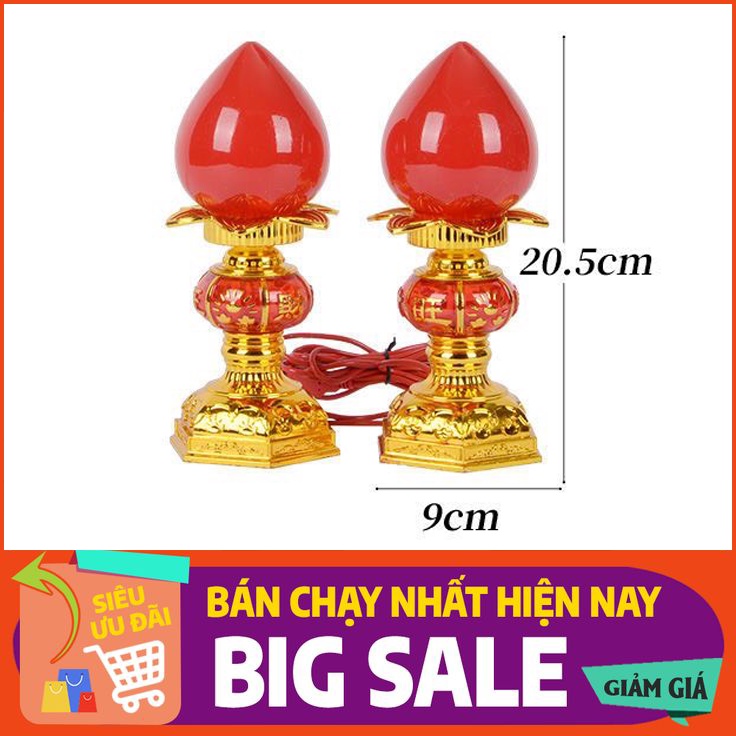 Đèn Thờ hình cây nến, 1 cặp 2 chiếc, sử dụng bóng led an toàn, đèn để bàn thờ, ban thần tài