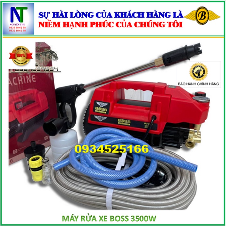 Máy rửa xe Boss 3500W có chỉnh áp. máy xịt rửa áp lực cao.