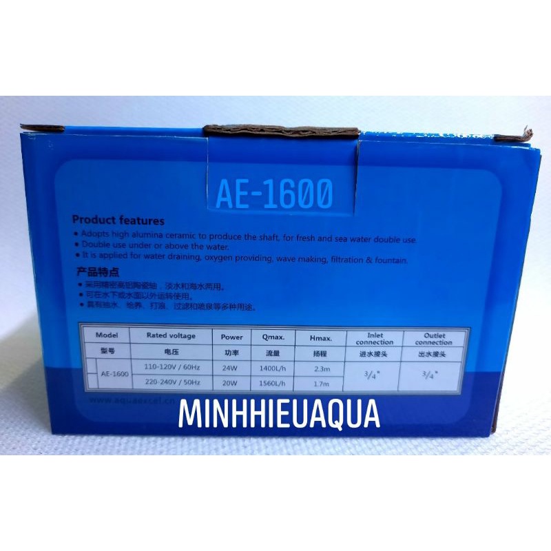 Máy bơm thay thế cho Skimmer và lò khử của hãng AquaExcel - Máy bơm Aqua Excel AE - AE-600, AE-1600, AE-2200, AE-2600