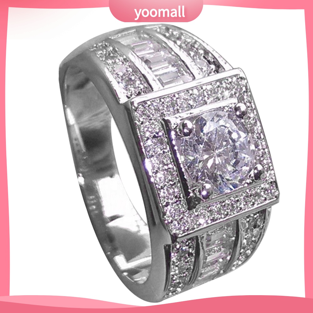 Yomall♡ Nhẫn ĐíNh Kim Cương Giả ThờI Trang Cho Nam