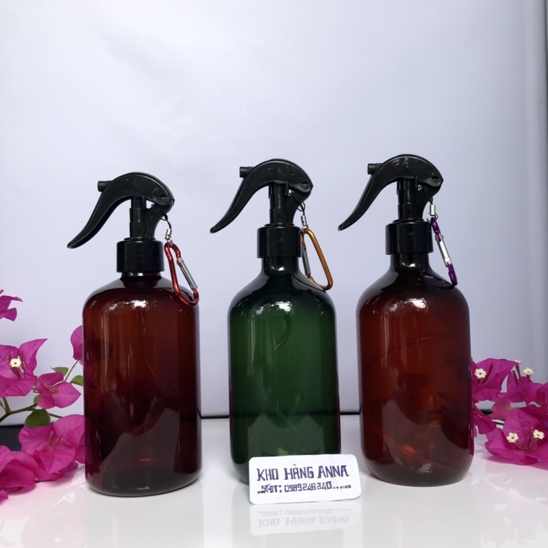 MÓC KHOÁ chai xịt nhựa rỗng 100ml/ 300ml/ 500ml - Bình xịt khuẩn, xịt phun sương, xịt tưới cây, xịt tóc Móc khoá treo xe