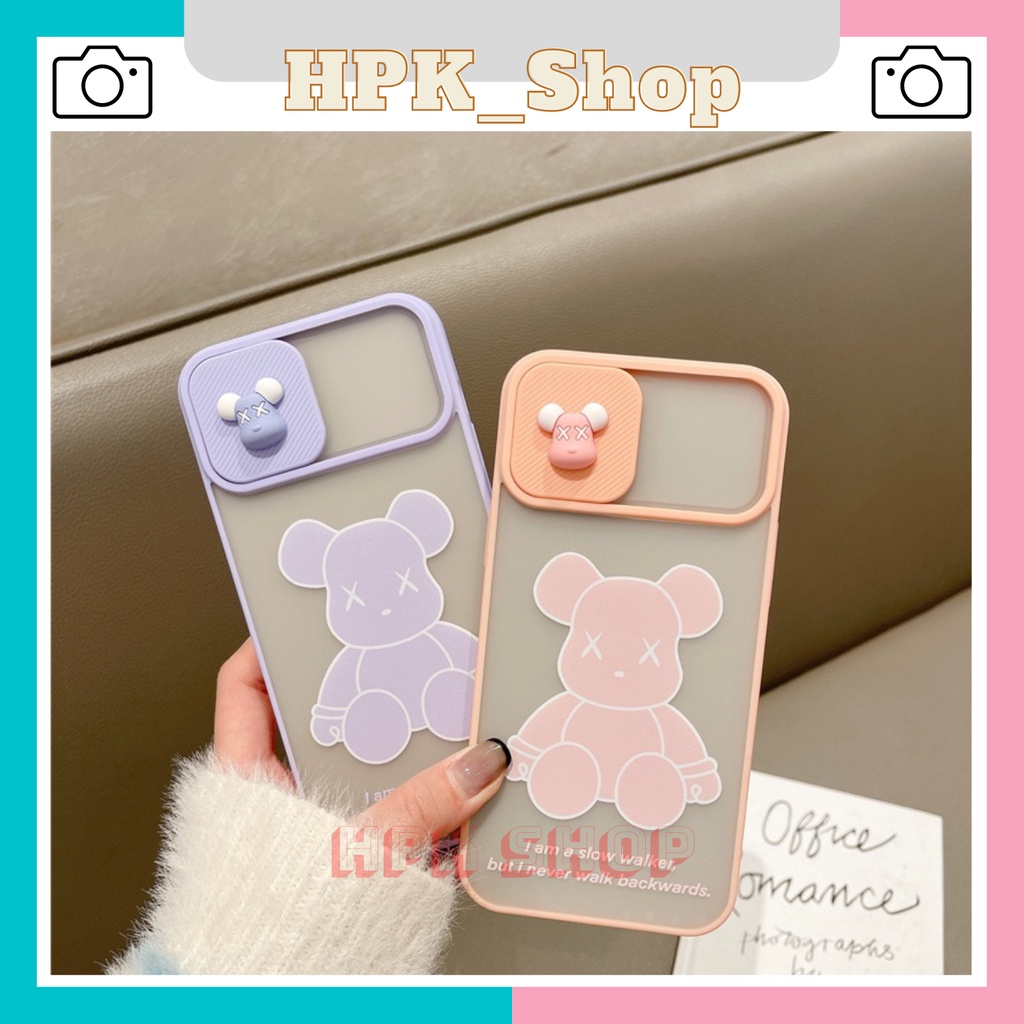 Ốp Lưng iPhone Trượt Camera Hình Gấu 6/6plus/6s/6splus/7/7plus/8/8plus/x/xr/xs/11/12/13/pro/max/plus/promax