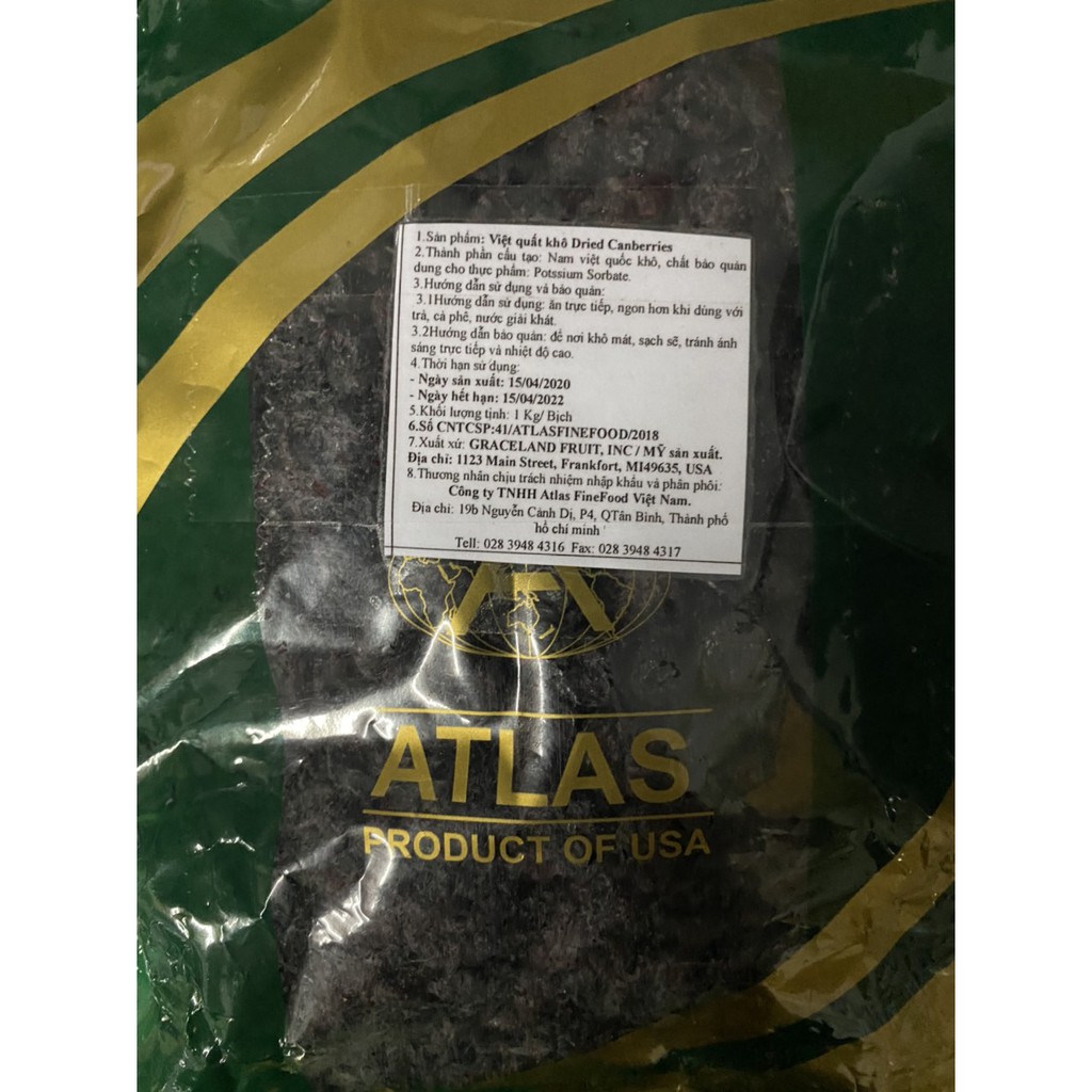 VIỆT QUẤT KHÔ – DRIED BLUEBERRY 1KG