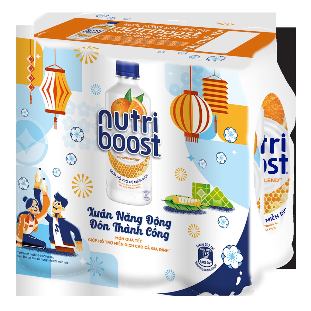 Lốc 6 Chai Sữa Nutriboost Thế Hệ Mới Hương Cam (297ml/chai)