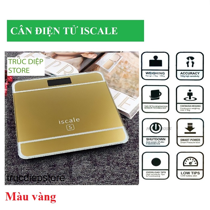 Cân điện tử ISCALE cân sức khỏe gia đình tải trọng max 180kg