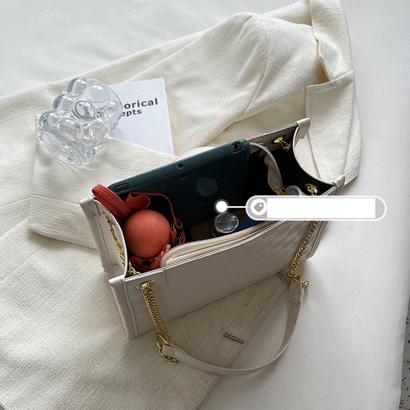 Túi đeo vai IELGY họa tiết sọc caro phối dây xích thời trang cao cấp cho nữ