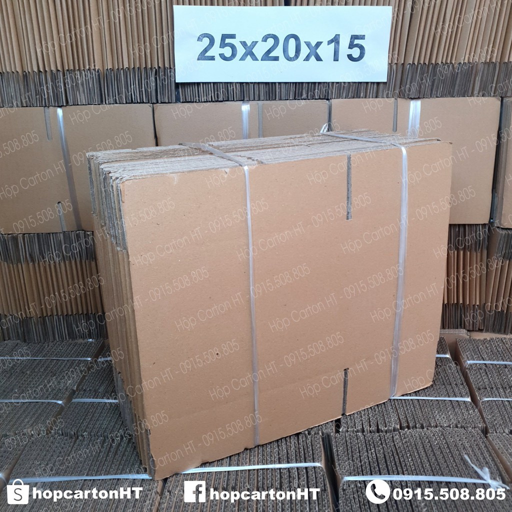 25x20x15 Combo 50 hôp carton, thùng giấy cod gói hàng, hộp bìa carton đóng hàng giá rẻ