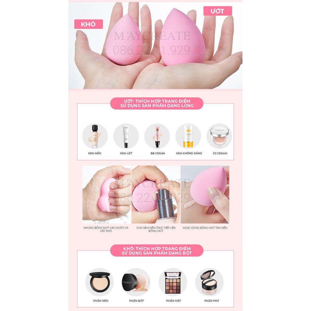 Bông Mút Tán Kem Maycreate Combo 3 Chiếc | BigBuy360 - bigbuy360.vn