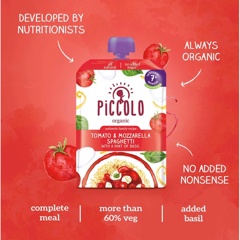 Túi Cơm/Mỳ/Nui dinh dưỡng ăn liền cho bé từ 7 tháng Piccolo túi 130gram - Bữa ăn chính hữu cơ