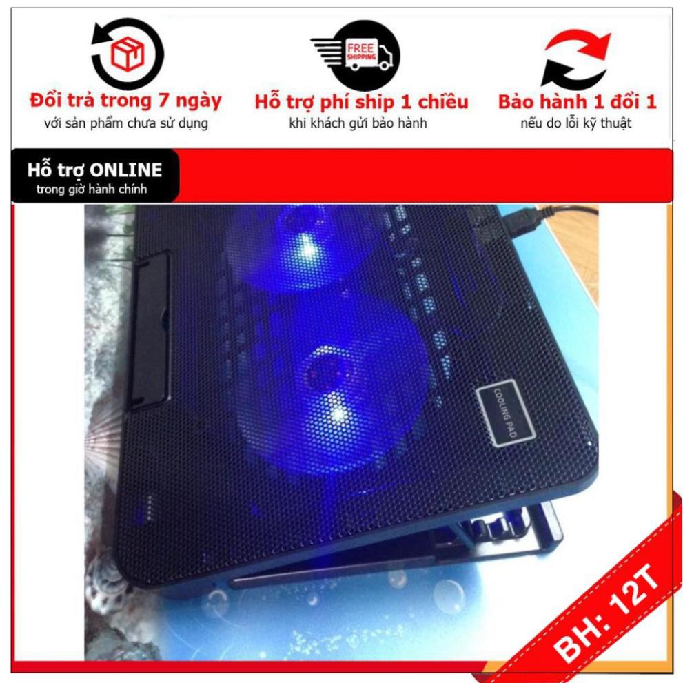 [BH12TH] 🎁 Đế tản nhiệt Laptop Cooling Pad N99 - 2 quạt, đèn led, có nấc nâng lên hạ xuống cho laptop từ 10-17 inch