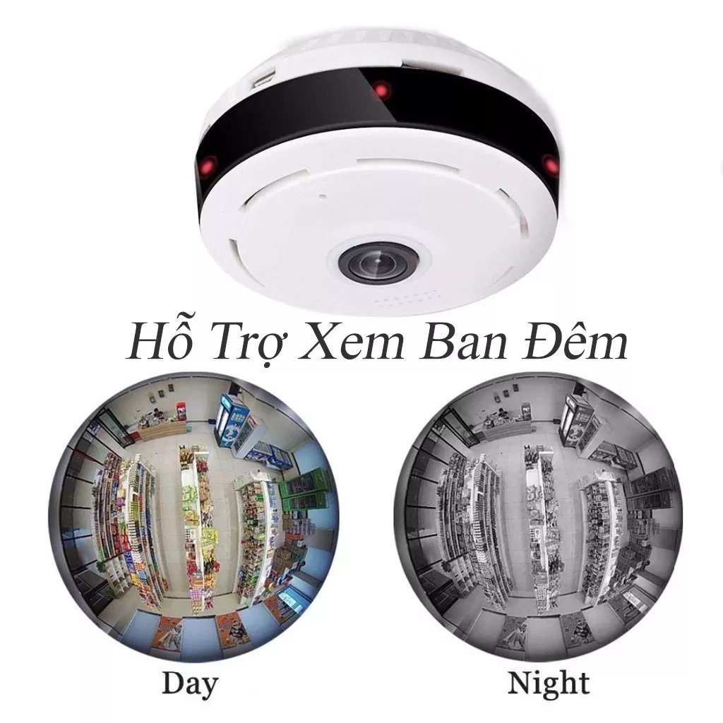 Camera Mini Gắn Trần Nhà Quay Toàn Cảnh 360 Full HD V380 IP Camera WiFi Không Dây 1080P Màn Hình Mạng Camera An Ninh