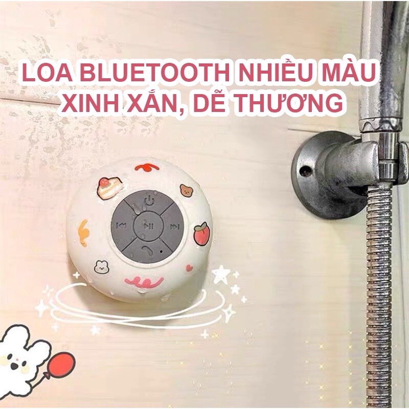 Loa bluetooth mini không dây , loa nhà tắm chống thấm nước nhỏ gọn tiện dụng, tặng kèm sticker đẹp dễ thương