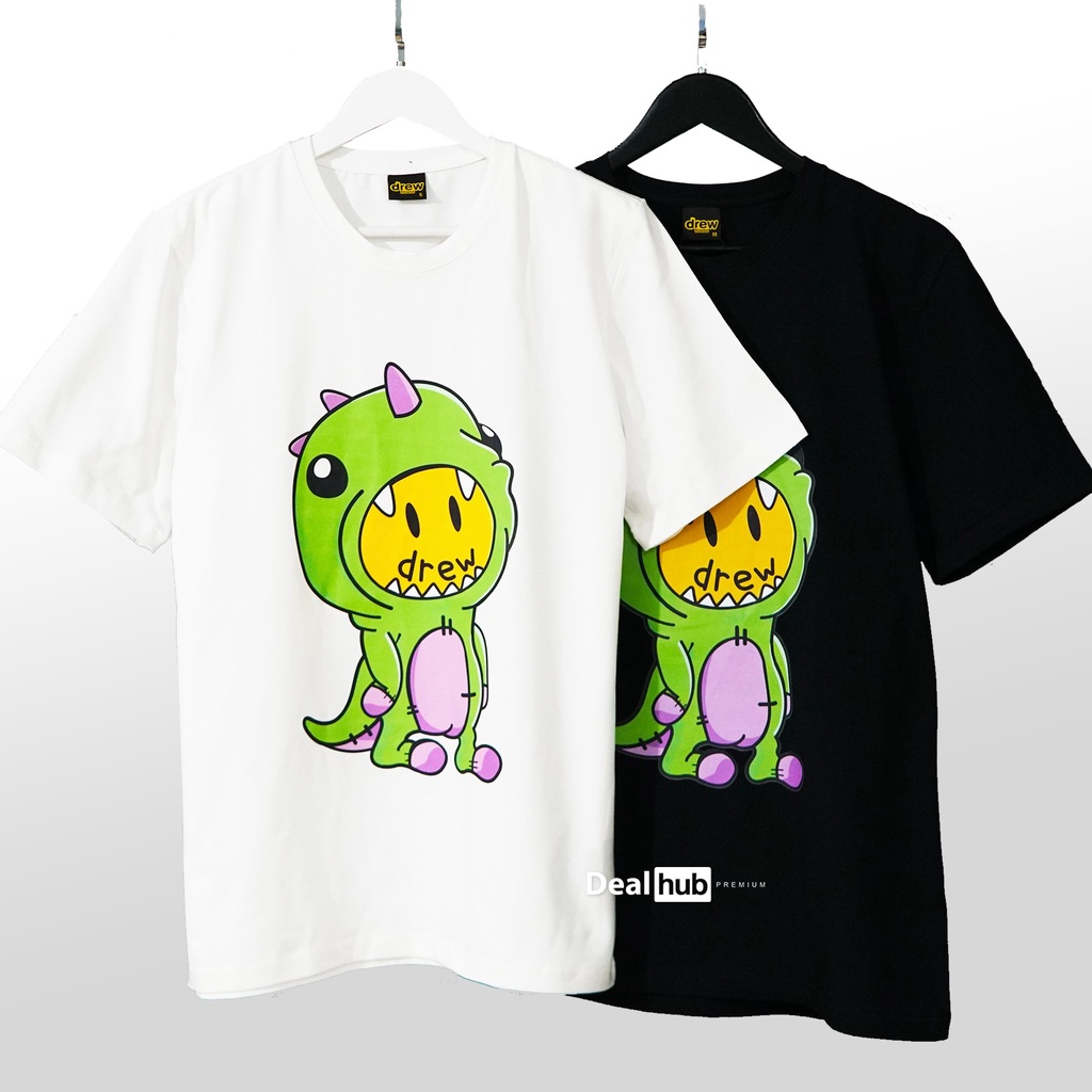Áo thun Drew Cartoon Dinosaur Black -  Full Tem tag