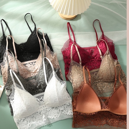 Áo Bra ren Bralette họa tiết lưới mềm mịn kiểu dáng thanh lịch YOCOS BRA039