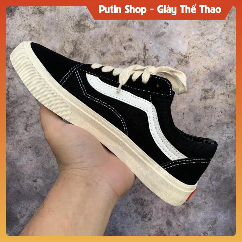 Giày Thể Thao VANS Đen Old VAULT , Giày Sneaker nam nữ Van Lười Caro