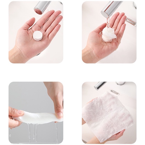 Khăn nén rửa mặt hình viên kẹo cao cấp, Khăn giấy nén đa năng 1 gói 20 chiếc mang đi du lịch tiện lợi