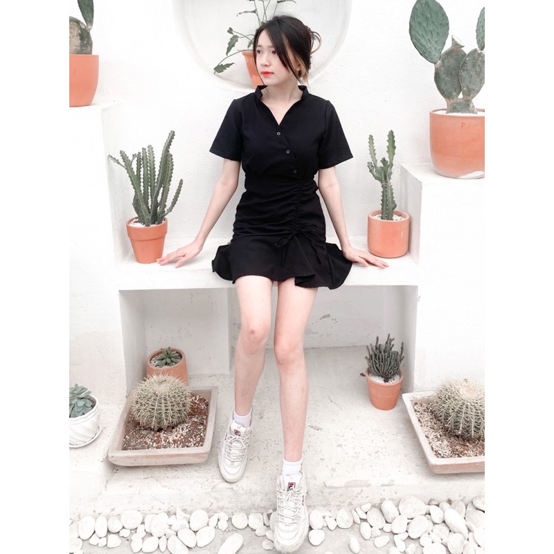 [Mã FATHANG5 giảm 10K đơn 50K] Đầm Dây Rút Đắp Chéo KA ULZZANG (Ảnh Thật/Có Sẵn) | BigBuy360 - bigbuy360.vn