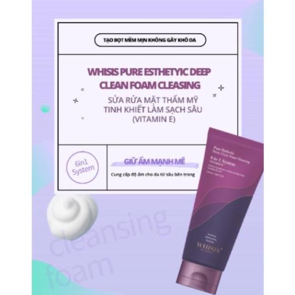 Sữa Rửa Mặt Vitamin E Làm Sạch Sâu Giúp Da Trắng Sáng WHISIS Pure Esthetic Deep Clean Foam Cleansing 120ml